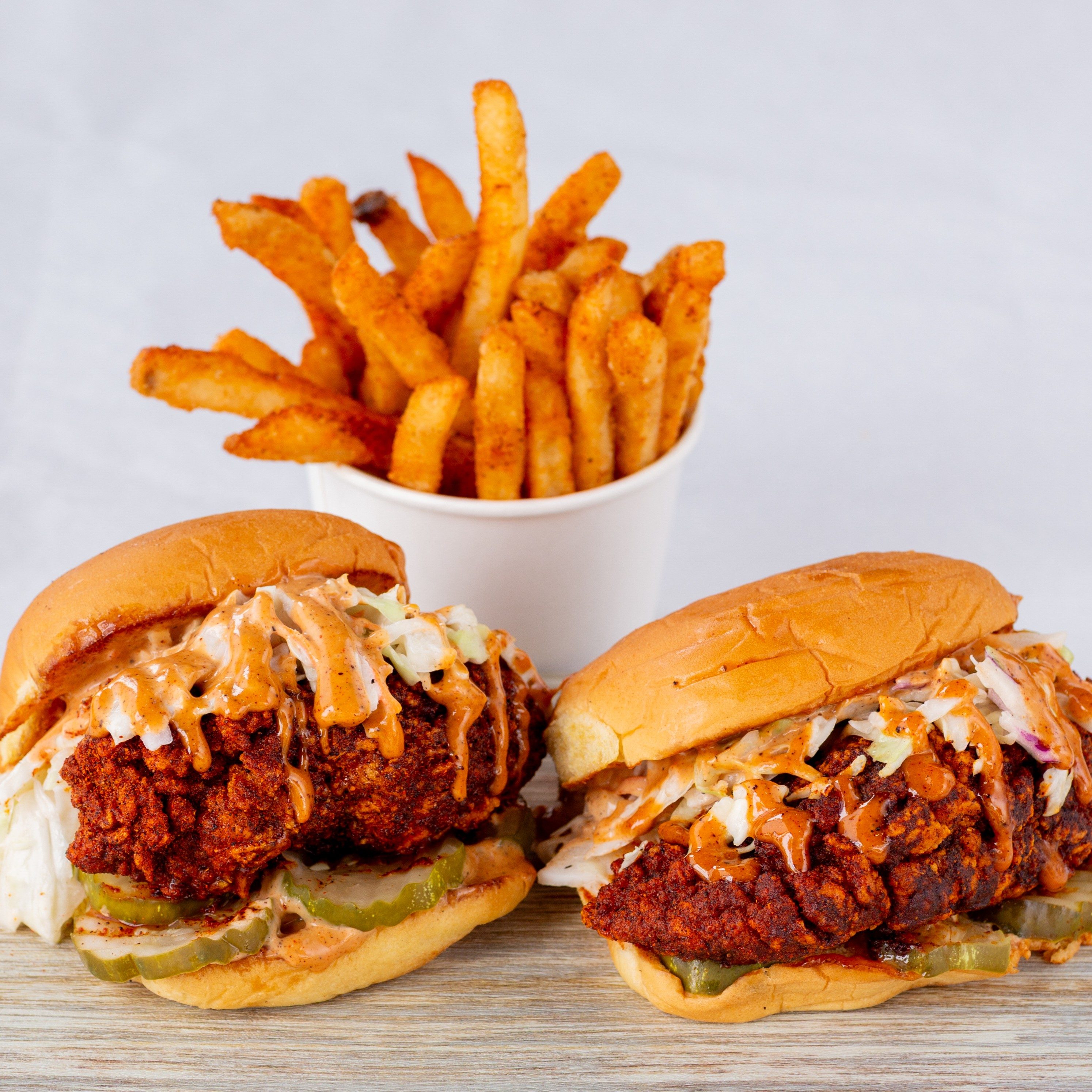 2-Sliders with fries.