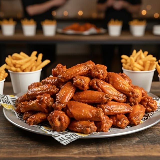 75 Piece Chicken Wings with Fries & Soda.