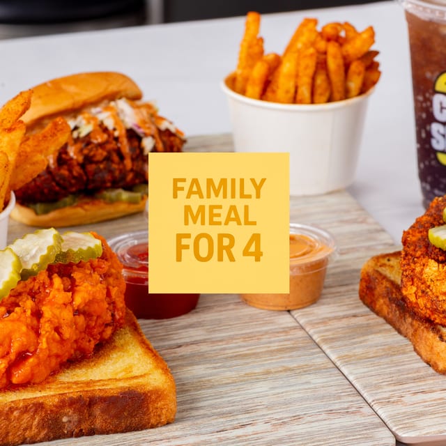 Tenders and Sandwiches w/Fries, Soda - 4 Family Pack.